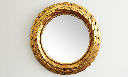 Global Brown Bronze Laurel Berry Leaf Round Wall Mirror 